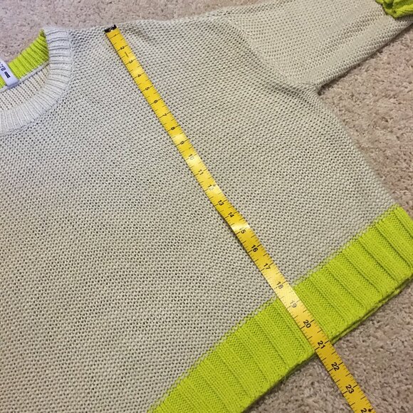 Design Lab Grey and Acid Yellow Slouchy Knit Sweater - Picture 12 of 13